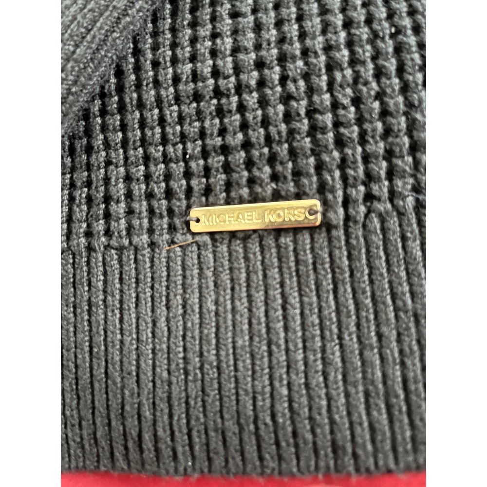 Michael Kors Womens Black Waffle Knit Mock Neck Pullover Sweater Small - Picture 5 of 5